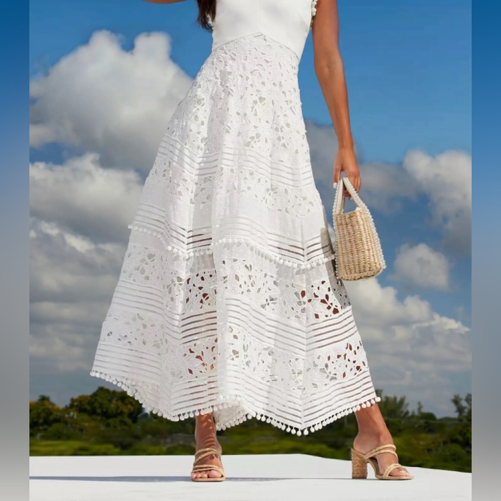 Boston Proper Pom Pom White Dress